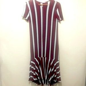Zara Long Strip Red Dress.  Size S. New